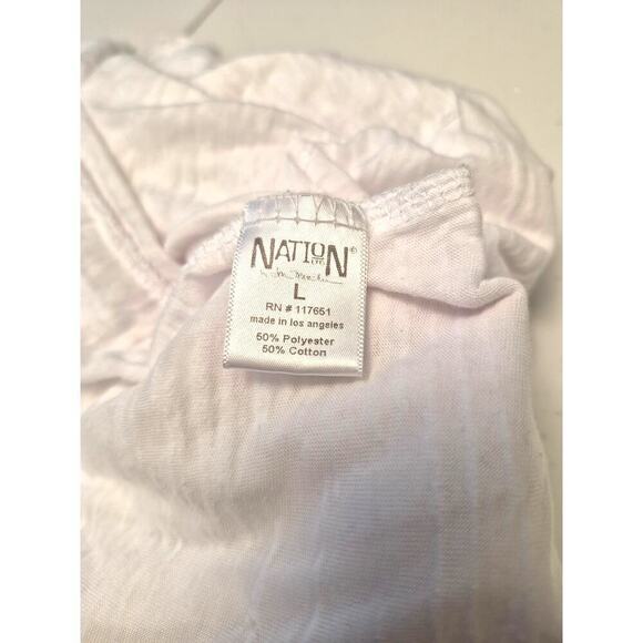 Nation Ltd. Sz. L White Tissue Tee. High/Low Shirt tail. 1/2 Sleeve. - Picture 4 of 5